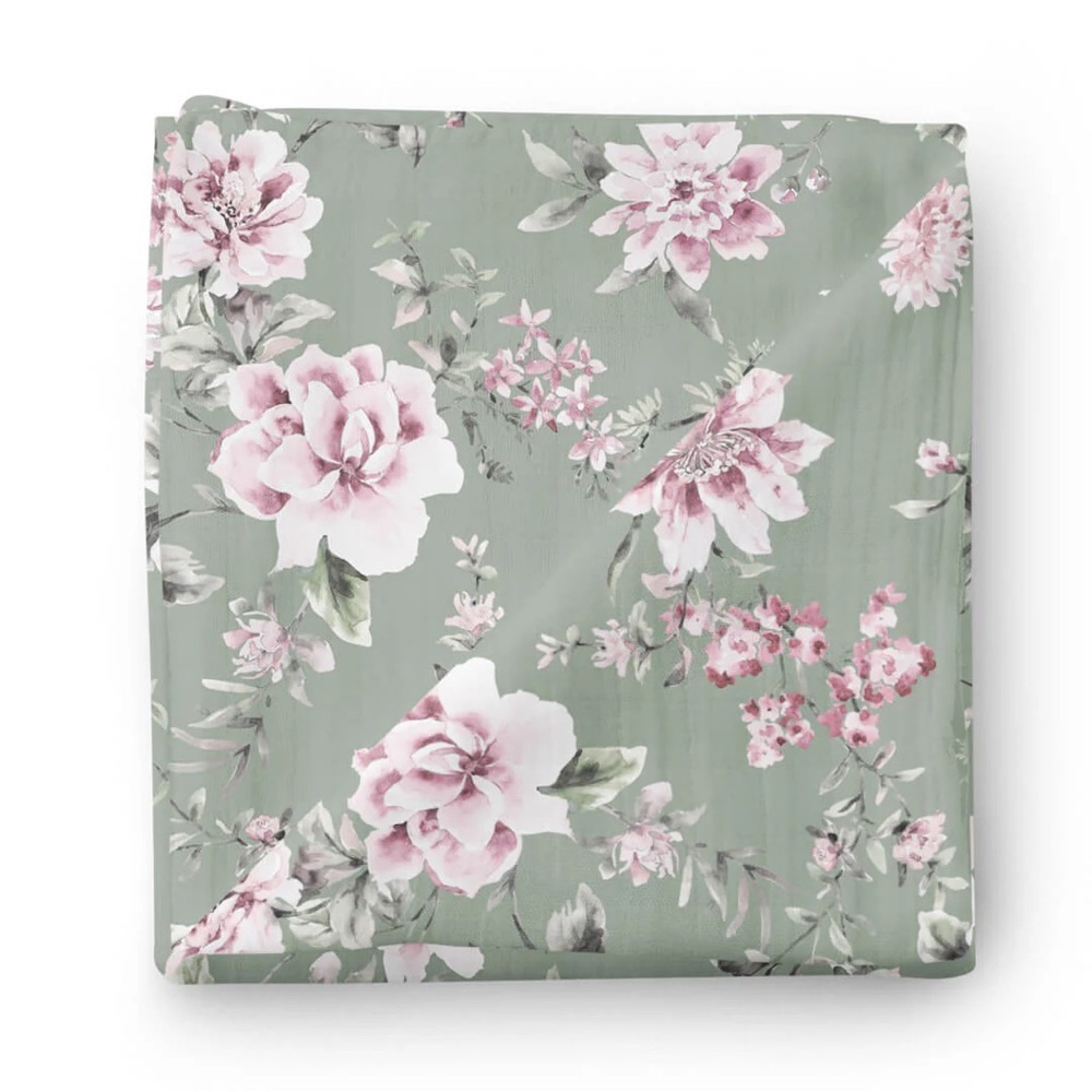 Caden Lane Saylor’s Sage & Blush Floral Oversized Swaddle Blanket | OS